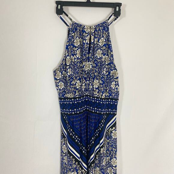 Established 1962 Blue Halter Maxi Dress Plus Size 16 Floral Paisley Print Hippie - Picture 6 of 11